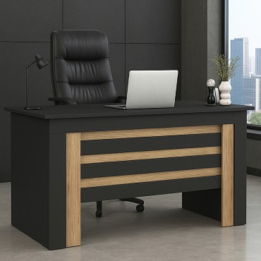 Γραφείο εργασίας Epito Megapap χρώμα ανθρακί - sepet oak 140x59,6x76,8cm 1 τεμ.