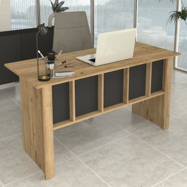 Γραφείο εργασίας Nika Megapap χρώμα sepet oak - ανθρακί 140x60x75cm 1 τεμ.