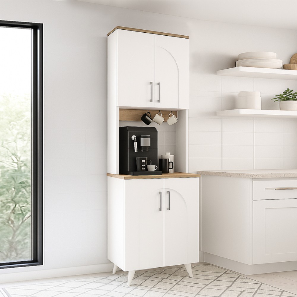 Έπιπλο κουζίνας Kalira 2 Megapap χρώμα λευκό - rota oak 60x40x196cm 1 τεμ. Έπιπλο κουζίνας Kalira 2 Megapap χρώμα λευκό - rota oak 60x40x196cm 1 τεμ.