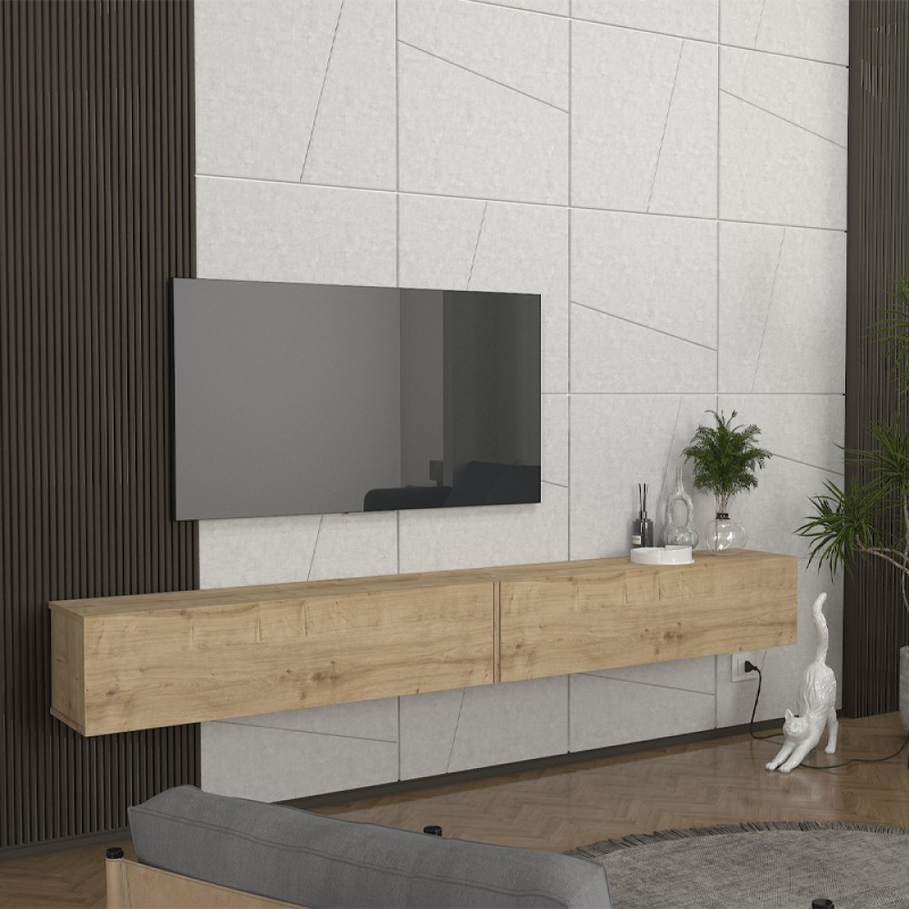 Έπιπλο τηλεόρασης επιτοίχιο Espanse Megapap χρώμα sapphire oak 241,8x31,7x30cm 1 τεμ. Έπιπλο τηλεόρασης επιτοίχιο Espanse Megapap χρώμα sapphire oak 241,8x31,7x30cm 1 τεμ.
