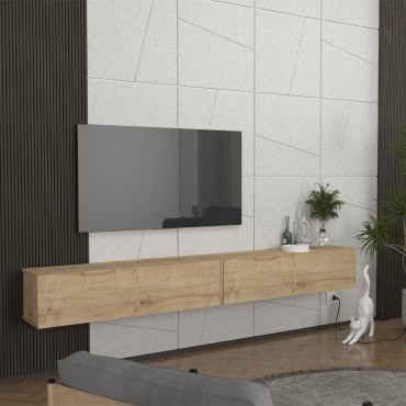 Έπιπλο τηλεόρασης επιτοίχιο Espanse Megapap χρώμα sapphire oak 241,8x31,7x30cm 1 τεμ.