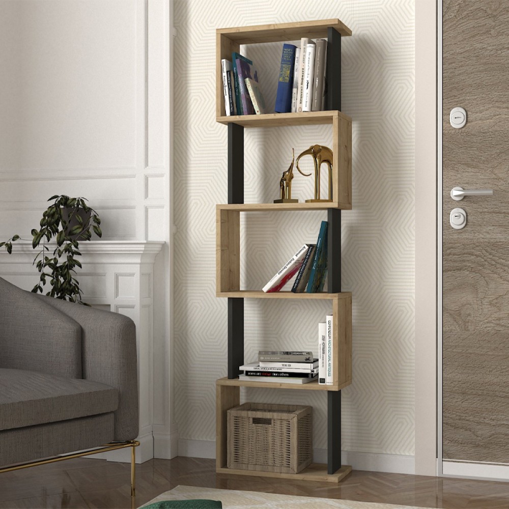 Βιβλιοθήκη Alvina Megapap χρώμα sapphire oak - ανθρακί 45x19,6x158,8cm 1 τεμ. Βιβλιοθήκη Alvina Megapap χρώμα sapphire oak - ανθρακί 45x19,6x158,8cm 1 τεμ.