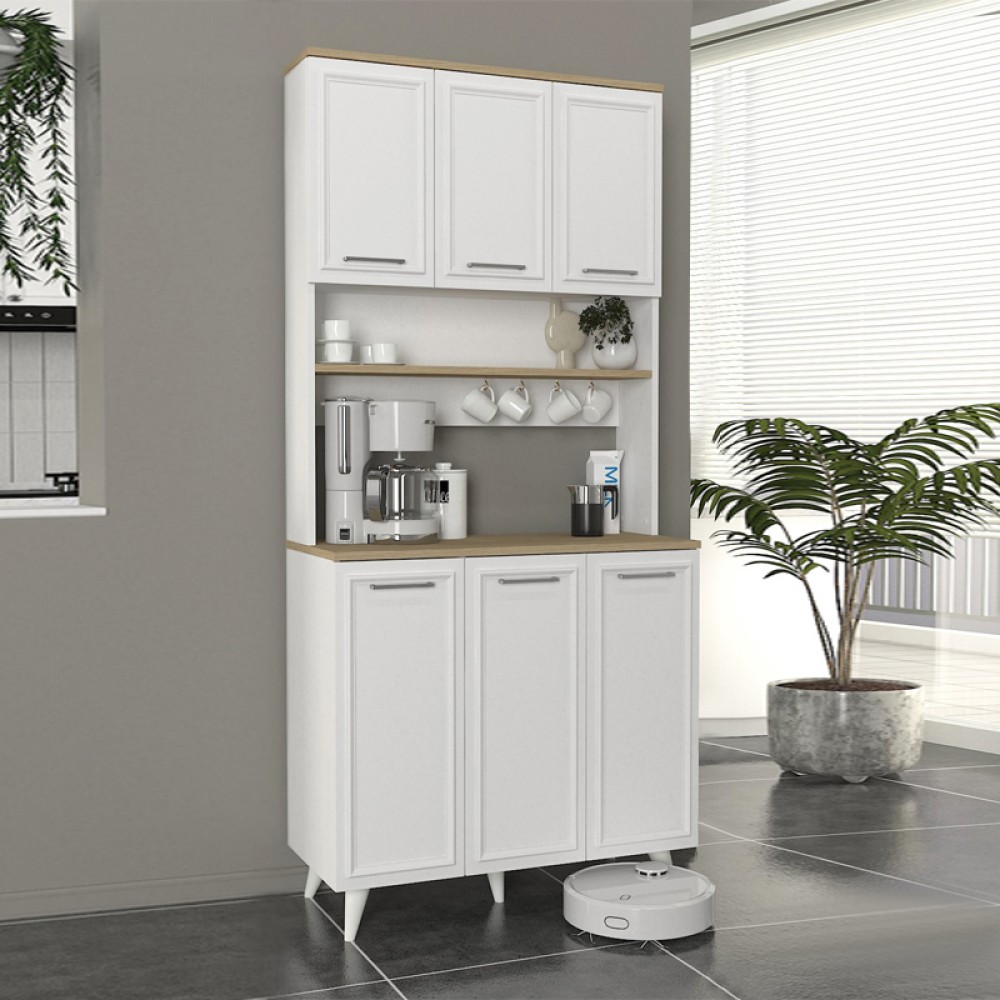 Έπιπλο κουζίνας Potter 3 Megapap χρώμα λευκό - rota oak 90x40x196,1cm 1 τεμ. Έπιπλο κουζίνας Potter 3 Megapap χρώμα λευκό - rota oak 90x40x196,1cm 1 τεμ.