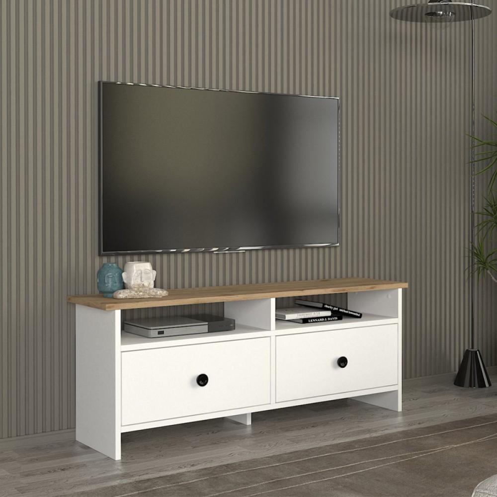 Έπιπλο τηλεόρασης Gradias Megapap χρώμα λευκό - sapphire oak 120x29,6x46,8cm 1 τεμ.
