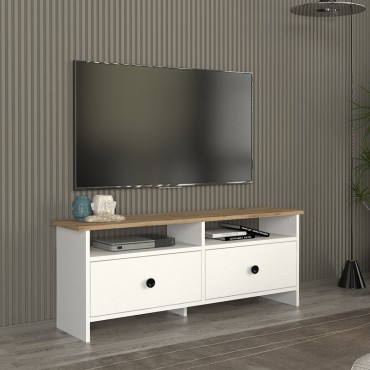 Έπιπλο τηλεόρασης Gradias Megapap χρώμα λευκό - sapphire oak 120x29,6x46,8cm 1 τεμ.