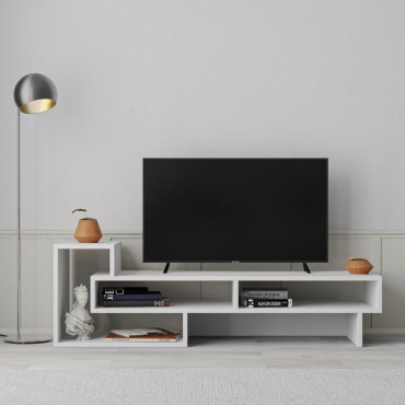 Έπιπλο τηλεόρασης Tetra Megapap χρώμα λευκό 136,7x40x42cm 1 τεμ.