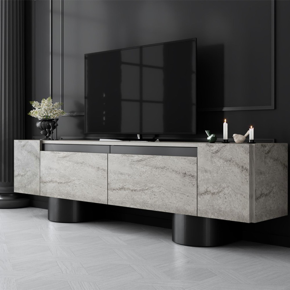 Έπιπλο τηλεόρασης Haven Megapap χρώμα travertine 180x30x50cm 1 τεμ.