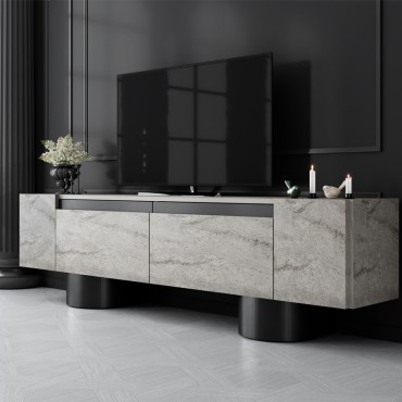 Έπιπλο τηλεόρασης Haven Megapap χρώμα travertine 180x30x50cm 1 τεμ.