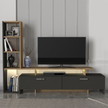 Σύνθεση τηλεόρασης Simal Megapap με LED χρώμα ανθρακί - sepet oak 168,2x31,3x120cm 1 τεμ.