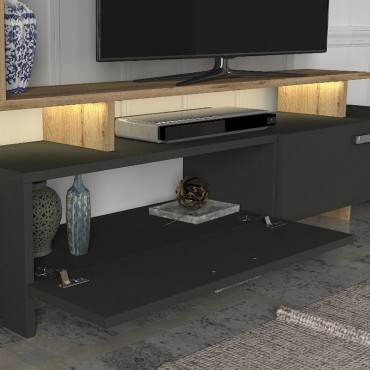 Σύνθεση τηλεόρασης Simal Megapap με LED χρώμα ανθρακί - sepet oak 168,2x31,3x120cm 1 τεμ.