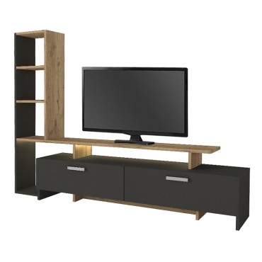 Σύνθεση τηλεόρασης Simal Megapap με LED χρώμα ανθρακί - sepet oak 168,2x31,3x120cm 1 τεμ.
