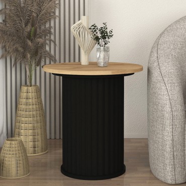 Τραπεζάκι βοηθητικό Bohema Megapap χρώμα μαύρο - sepet oak 50x53,2cm 1 τεμ.