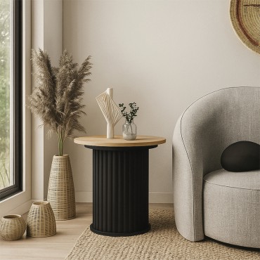Τραπεζάκι βοηθητικό Bohema Megapap χρώμα μαύρο - sepet oak 50x53,2cm 1 τεμ.