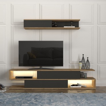 Σύνθεση τηλεόρασης Manet Megapap με LED χρώμα sepet oak - ανθρακί 180x29,5x39cm 1 τεμ.