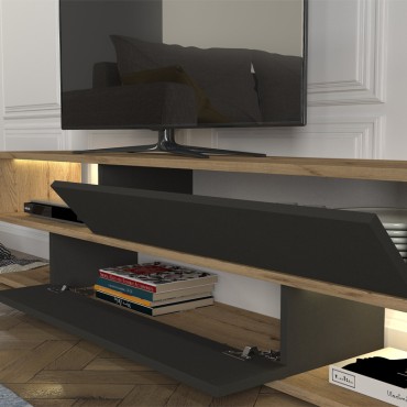Σύνθεση τηλεόρασης Manet Megapap με LED χρώμα sepet oak - ανθρακί 180x29,5x39cm 1 τεμ.