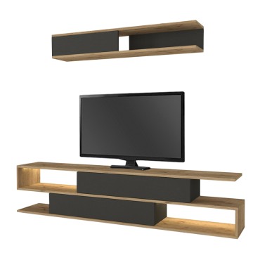 Σύνθεση τηλεόρασης Manet Megapap με LED χρώμα sepet oak - ανθρακί 180x29,5x39cm 1 τεμ.