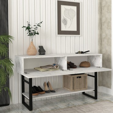 Κονσόλα Aron Megapap χρώμα λευκό εφέ μαρμάρου 138,8x41x75,7cm 1 τεμ.