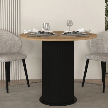 Τραπέζι Bohema Megapap χρώμα μαύρο - sepet oak 90x77,7cm 1 τεμ.