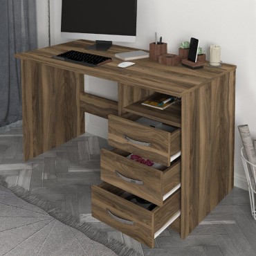 Γραφείο εργασίας Eldoris Megapap χρώμα καρυδί 120x60x75cm 1 τεμ.