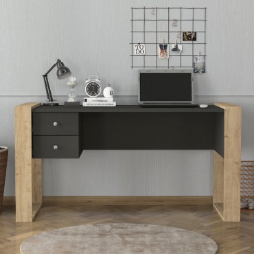 Γραφείο εργασίας Fernando Megapap χρώμα ανθρακί - sapphire oak 158,4x60x72,2cm 1 τεμ.