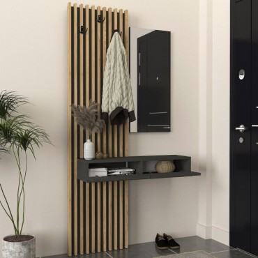 Έπιπλο εισόδου Elois Megapap χρώμα ανθρακί - sepet oak 96,6x26,8x195,5cm 1 τεμ.