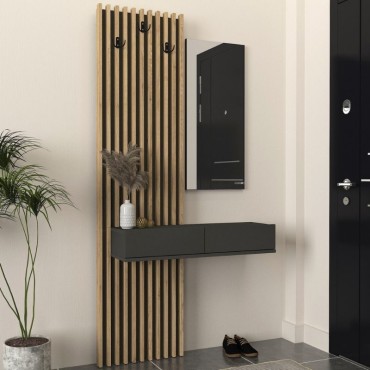 Έπιπλο εισόδου Elois Megapap χρώμα ανθρακί - sepet oak 96,6x26,8x195,5cm 1 τεμ.