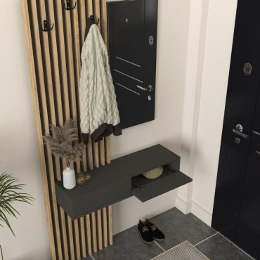 Έπιπλο εισόδου Elois Megapap χρώμα ανθρακί - sepet oak 96,6x26,8x195,5cm 1 τεμ.