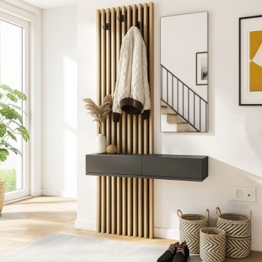 Έπιπλο εισόδου Elois Megapap χρώμα ανθρακί - sepet oak 96,6x26,8x195,5cm 1 τεμ.