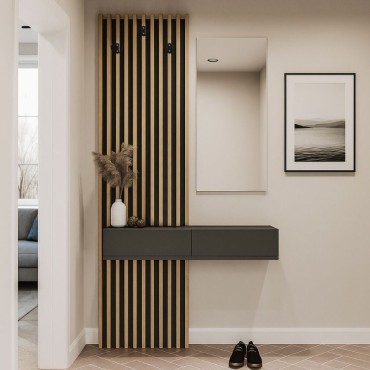 Έπιπλο εισόδου Elois Megapap χρώμα ανθρακί - sepet oak 96,6x26,8x195,5cm 1 τεμ.