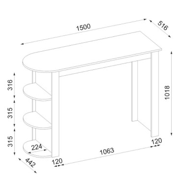 Τραπέζι μπαρ Vigne Megapap χρώμα sepet oak 150x51,6x101,8cm 1 τεμ.