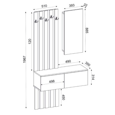 Έπιπλο εισόδου Kanso Megapap χρώμα λευκό 100x35x196,7cm 1 τεμ.