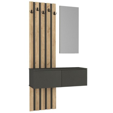 Έπιπλο εισόδου Kanso Megapap χρώμα ανθρακί - sepet oak 100x35x196,7cm 1 τεμ.