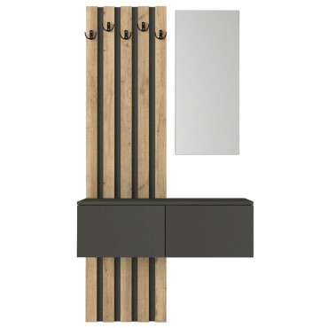 Έπιπλο εισόδου Kanso Megapap χρώμα ανθρακί - sepet oak 100x35x196,7cm 1 τεμ.