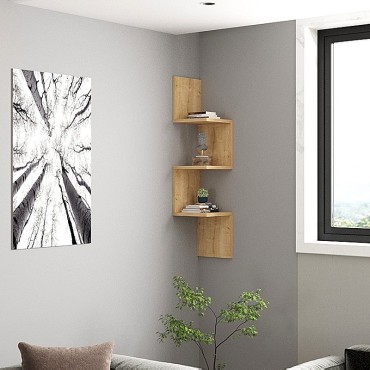 Ραφιέρα τοίχου γωνιακή Zikzak Megapap χρώμα sapphire oak 25x25x105,4cm 1 τεμ.
