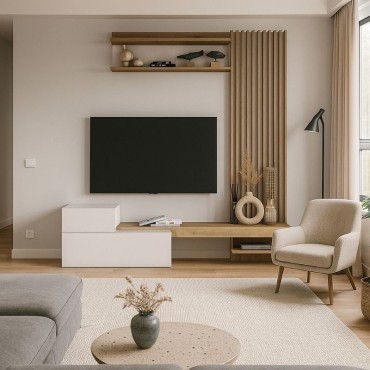 Σύνθεση τηλεόρασης Dumont Megapap χρώμα λευκό - sepet oak 180x36,8x200cm 1 τεμ.