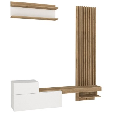 Σύνθεση τηλεόρασης Dumont Megapap χρώμα λευκό - sepet oak 180x36,8x200cm 1 τεμ.