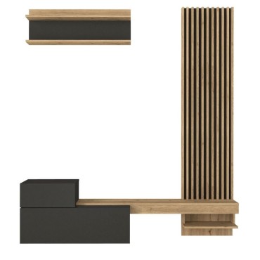 Σύνθεση τηλεόρασης Dumont Megapap χρώμα ανθρακί - sepet oak 180x36,8x200cm 1 τεμ.