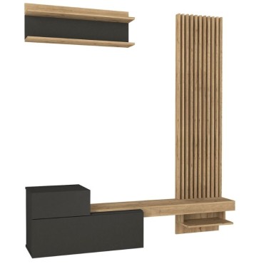 Σύνθεση τηλεόρασης Dumont Megapap χρώμα ανθρακί - sepet oak 180x36,8x200cm 1 τεμ.