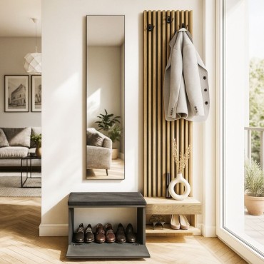 Έπιπλο εισόδου Dumont Megapap χρώμα ανθρακί - sepet oak 104,8x35x198cm 1 τεμ.