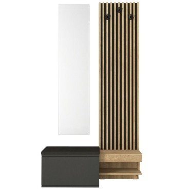 Έπιπλο εισόδου Dumont Megapap χρώμα ανθρακί - sepet oak 104,8x35x198cm 1 τεμ.