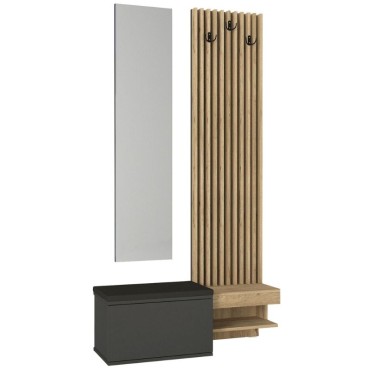 Έπιπλο εισόδου Dumont Megapap χρώμα ανθρακί - sepet oak 104,8x35x198cm 1 τεμ.
