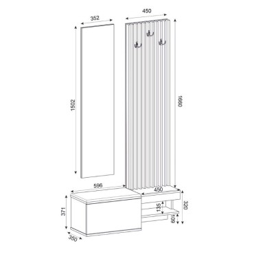 Έπιπλο εισόδου Dumont Megapap χρώμα ανθρακί - sepet oak 104,8x35x198cm 1 τεμ.