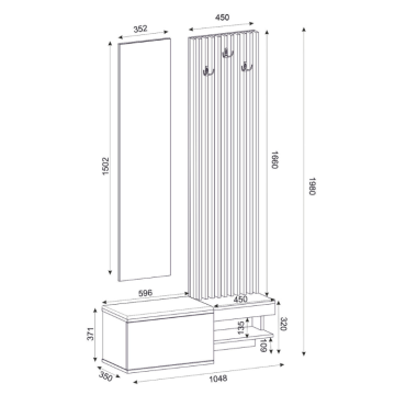 Έπιπλο εισόδου Dumont Megapap χρώμα ανθρακί - sepet oak 104,8x35x198cm 1 τεμ.