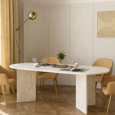 Τραπέζι Cortado Megapap χρώμα λευκό εφέ μαρμάρου 200x90x74cm 1 τεμ.
