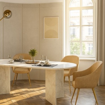 Τραπέζι Cortado Megapap χρώμα λευκό εφέ μαρμάρου 200x90x74cm 1 τεμ.