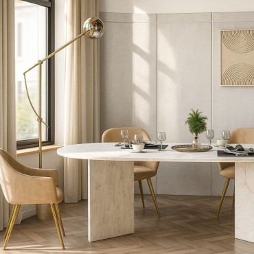 Τραπέζι Cortado Megapap χρώμα λευκό εφέ μαρμάρου 200x90x74cm 1 τεμ.