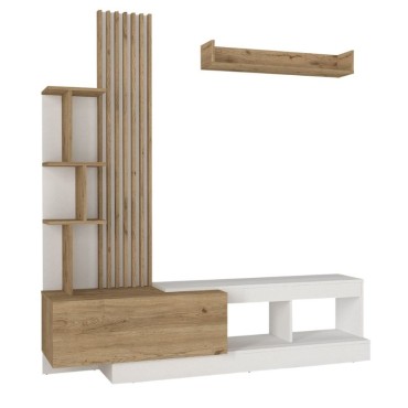 Σύνθεση τηλεόρασης Vermont Megapap χρώμα λευκό - sepet oak 180x40x193,8cm 1 τεμ.