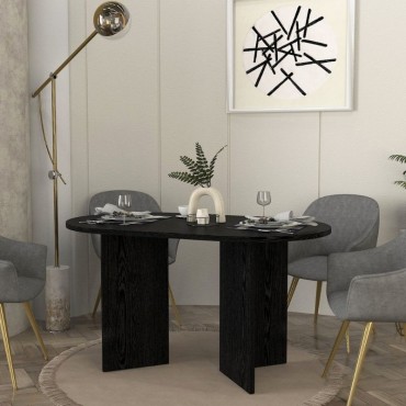 Τραπέζι Cortado Megapap χρώμα sencron black 138x80x75cm 1 τεμ.