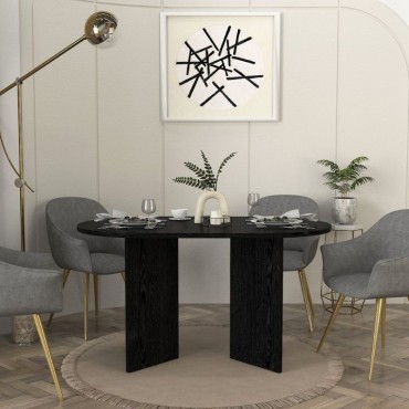 Τραπέζι Cortado Megapap χρώμα sencron black 138x80x75cm 1 τεμ.