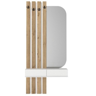 Έπιπλο εισόδου Reyas Megapap χρώμα λευκό - sepet oak 90x27x205,6cm 1 τεμ.